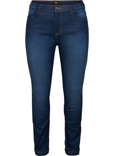 ZIZZI BLUE DENIM GRANATOWE PROSTE JEANSY LONG N86 305B