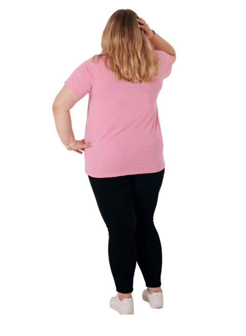 ZIZZI KLASYCZNY T-SHIRT Z NAPISEM PINK BAWEŁNA PLUS SIZE 231C