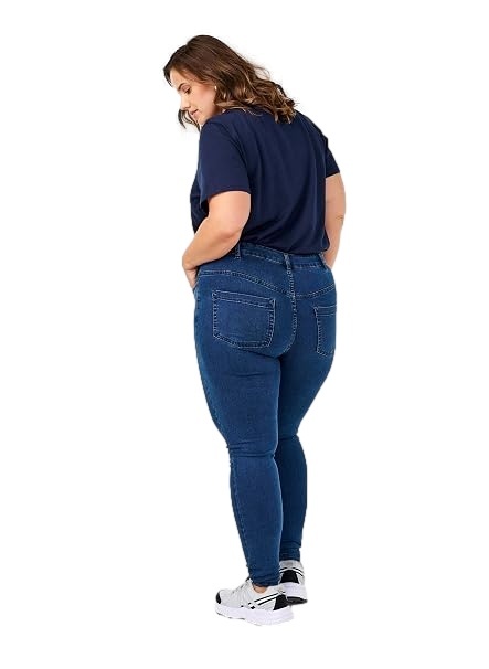 ZIZZI DARK BLUE SPODNIE GRANATOWE JEANSY RURKI N82 568A