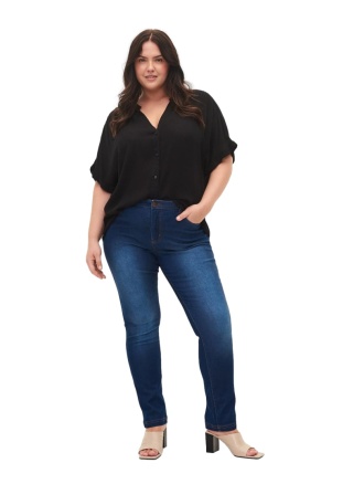 ZIZZI BLUE DENIM GRANATOWE PROSTE JEANSY N78 305B