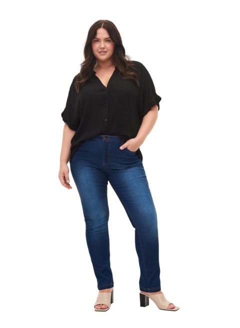 ZIZZI BLUE DENIM GRANATOWE PROSTE JEANSY N78 305B