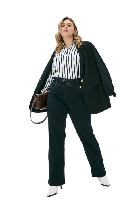 ZIZZI JEANSY SPODNIE PROSTA NOGAWKA GRANAT N86 400A