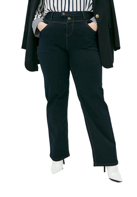 ZIZZI JEANSY SPODNIE PROSTA NOGAWKA GRANAT N86 400A