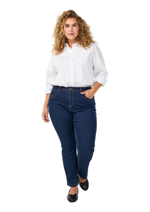 ZIZZI KLASYCZNE GRANATOWE SPODNIE JEANSY ZWĘŻANE W. STAN 390B N82