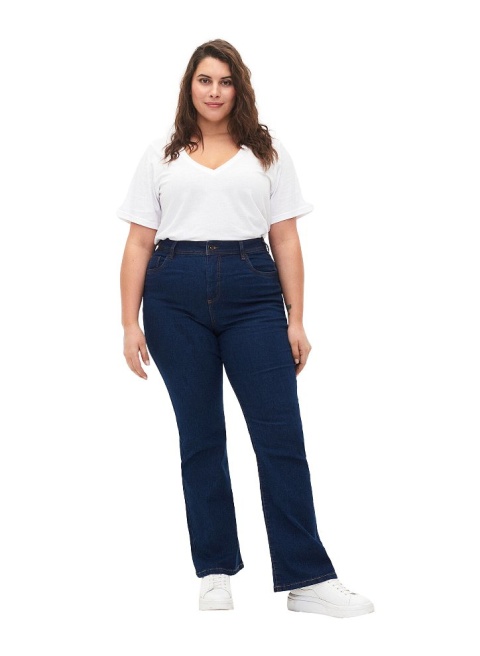 ZIZZI SPODNIE CIEMNONIEBIESKIE JEANSY BOOTCUT WYSOKI STAN 001C