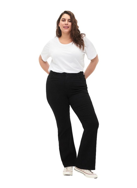 ZIZZI SPODNIE JEANSY CZARNE BOOTCUT DZWONY WYSOKI STAN N82 001C