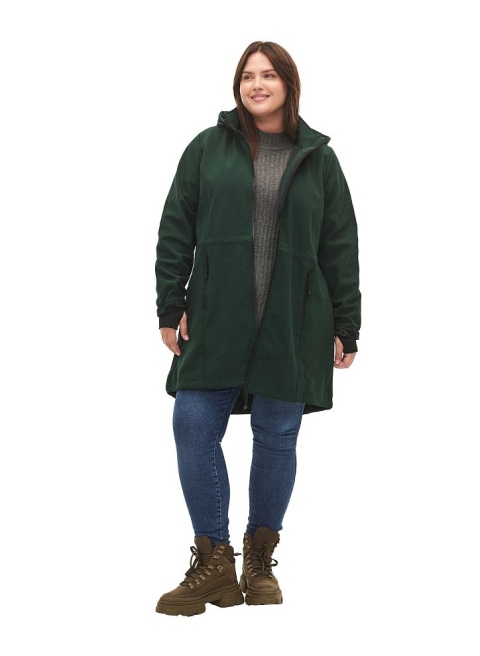 ZIZZI FUNKCJONALNA ZIELONA DŁUGA KURTKA SOFTSHELL 441A