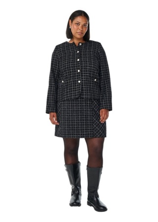 ZIZZI ELEGANCKA CZARNA SPÓDNICA W KRATE 402B