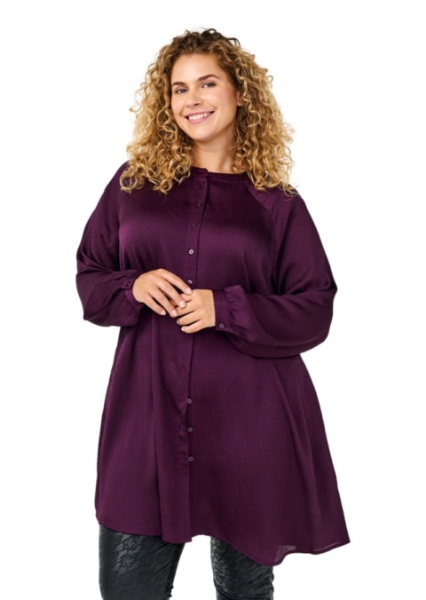 ZIZZI ELEGANCKA FIOLETOWA TUNIKA KOSZULOWA 415C