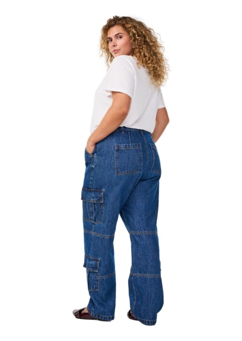 ZIZZI NIEBIESKIE SZEROKIE JEANSY CARGO 088N