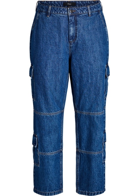 ZIZZI NIEBIESKIE SZEROKIE JEANSY CARGO 088N