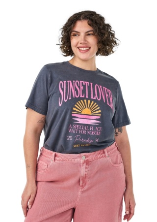 ZIZZI SZARY T-SHIRT NADRUK BAWEŁNA 976A
