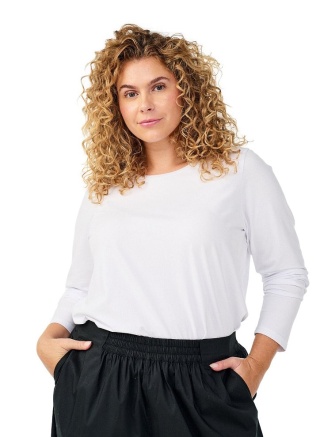 ZIZZI BIAŁA BLUZKA BASIC DŁUGI RĘKAW 010R