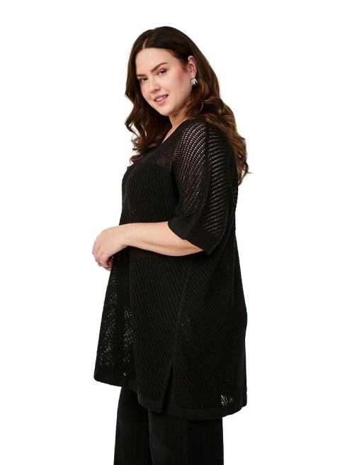 ZIZZI BLUZKA SWETER DZIANINA CZARNA DEKOLT 044A
