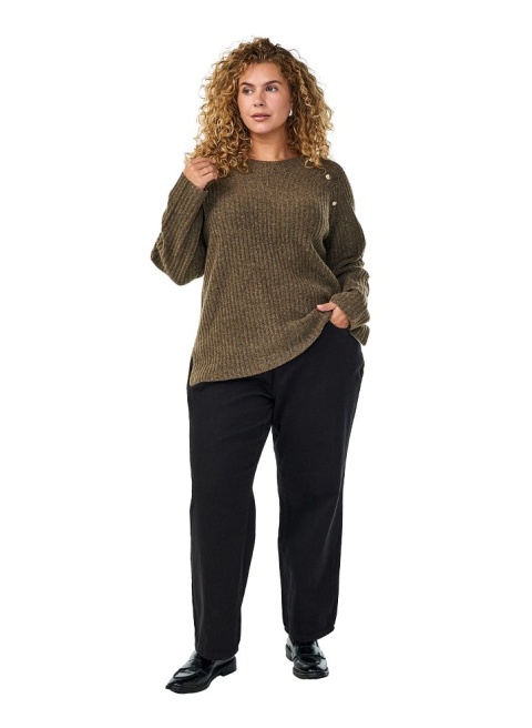 ZIZZI BRĄZOWY SWETER PRĄŻKOWANY DZIANINA GUZIKI 517B