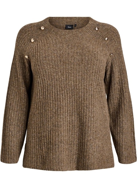 ZIZZI BRĄZOWY SWETER PRĄŻKOWANY DZIANINA GUZIKI 517B