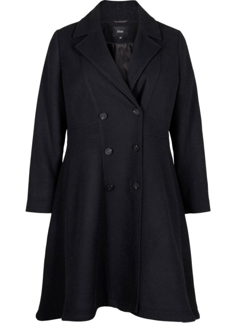 ZIZZI ELEGANCKI CZARNY PŁASZCZ TRAPEZOWY 389A