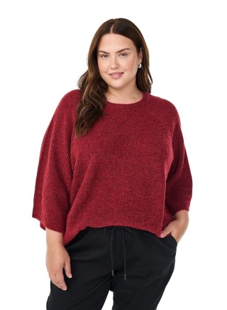 ZIZZI LUŹNY CZERWONY SWETER PRĄŻKI 475C