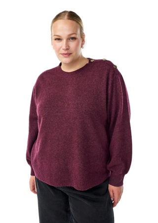 ZIZZI PIĘKNY BORDOWY SWETER DZIANINA GUZIKI 473F