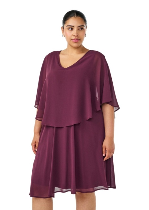 ZIZZI ELEGANCKA FIOLETOWA SUKIENKA WARSTWOWA 912B