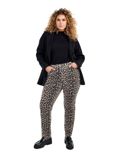 ZIZZI MODNE SPODNIE JEANSY W PANTERKĘ N82 076A