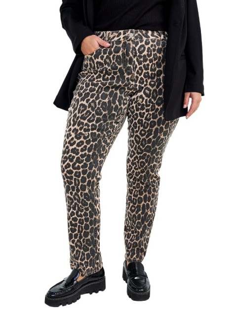 ZIZZI MODNE SPODNIE JEANSY W PANTERKĘ N82 076A