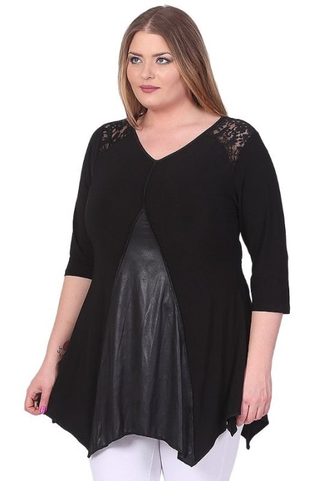 MAGNA ELEGANCKA TUNIKA WSTAWKI CZARNA MA21 MAGNA ELEGANCKA TUNIKA WSTAWKI CZARNA MA21