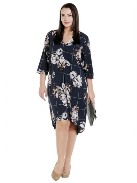 JUNAROSE ELEGANCKA SUKIENKA KWIATY GRANAT 7153 JUNAROSE ELEGANCKA SUKIENKA KWIATY GRANAT 7153