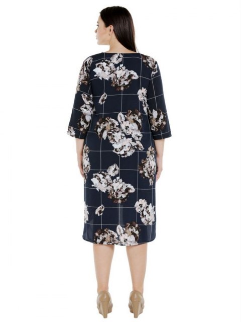 JUNAROSE ELEGANCKA SUKIENKA KWIATY GRANAT 7153 JUNAROSE ELEGANCKA SUKIENKA KWIATY GRANAT 7153