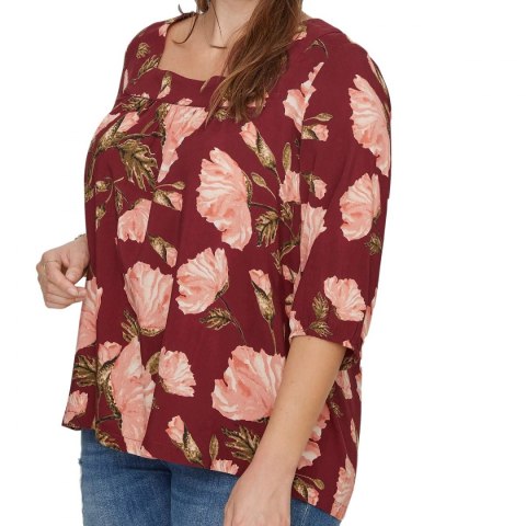 JUNAROSE BLUZKA W KWIATY BORDO 6884 JUNAROSE BLUZKA W KWIATY BORDO 6884