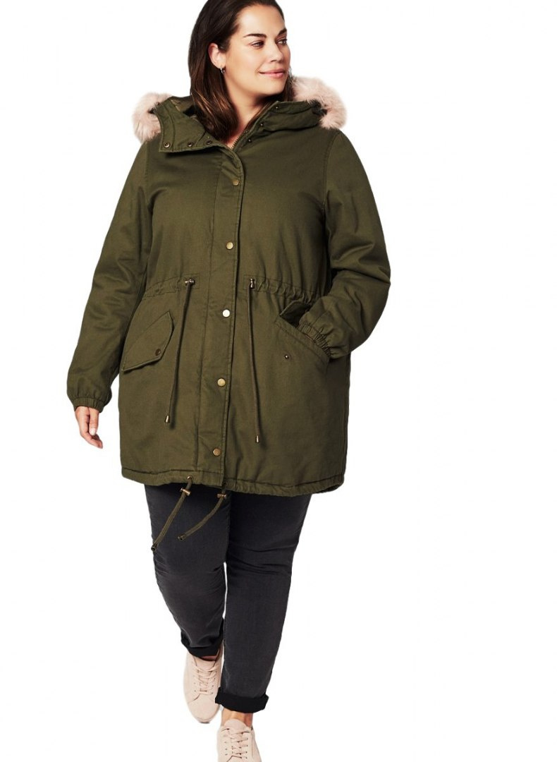 ZIZZI ZIELONA PARKA RÓŻOWE FUTERKO 578A ZIZZI ZIELONA PARKA RÓŻOWE FUTERKO 578A