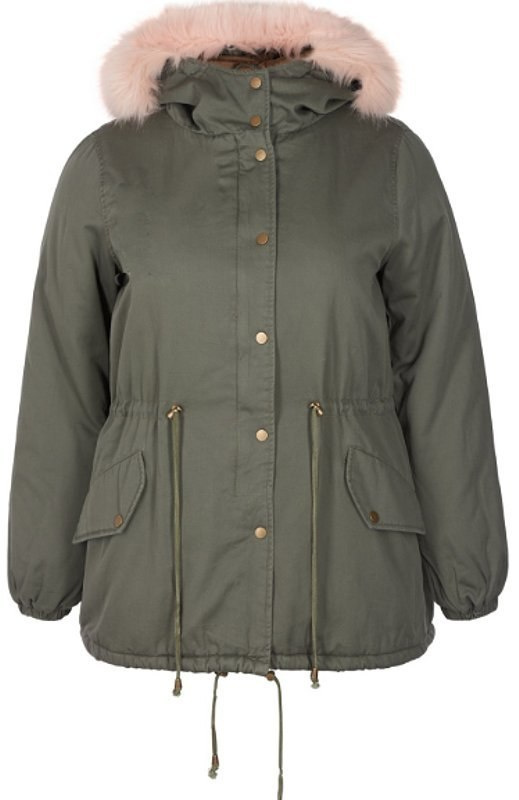 ZIZZI ZIELONA PARKA RÓŻOWE FUTERKO 578A ZIZZI ZIELONA PARKA RÓŻOWE FUTERKO 578A