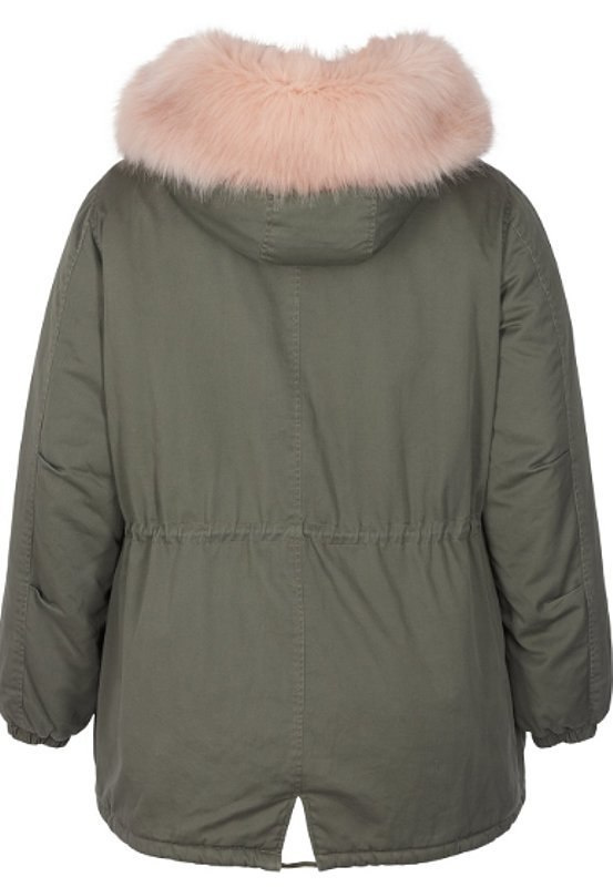 ZIZZI ZIELONA PARKA RÓŻOWE FUTERKO 578A ZIZZI ZIELONA PARKA RÓŻOWE FUTERKO 578A