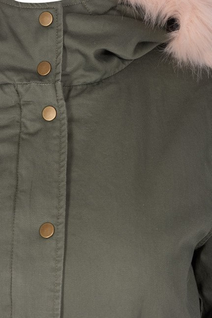 ZIZZI ZIELONA PARKA RÓŻOWE FUTERKO 578A ZIZZI ZIELONA PARKA RÓŻOWE FUTERKO 578A