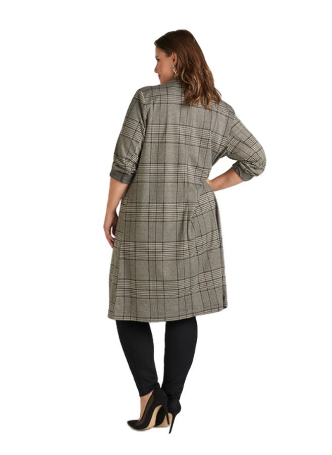 ZIZZI ELEGANCKA DŁUGA MARYNARKA W KRATĘ 384A ZIZZI ELEGANCKA DŁUGA MARYNARKA W KRATĘ 384A