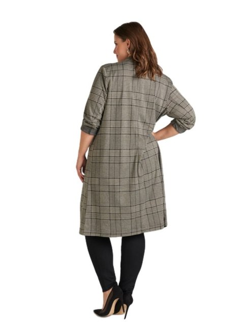 ZIZZI ELEGANCKA DŁUGA MARYNARKA W KRATĘ 384A ZIZZI ELEGANCKA DŁUGA MARYNARKA W KRATĘ 384A