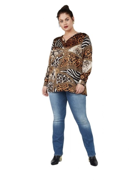 ZIZZI ELEGANCKA BLUZKA PANTERKA BRĄZ Z001 ZIZZI ELEGANCKA BLUZKA PANTERKA BRĄZ Z001