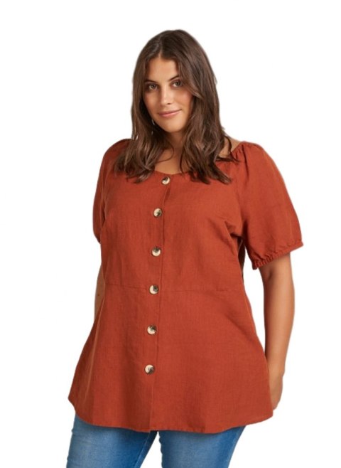 ZIZZI ELEGANCKA CEGLANA BLUZKA GUZIKI 809A ZIZZI ELEGANCKA CEGLANA BLUZKA GUZIKI 809A
