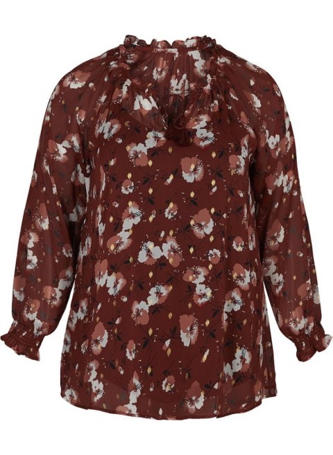 ZIZZI MODNA BRĄZOWA BLUZKA W KWIATY 117B ZIZZI MODNA BRĄZOWA BLUZKA W KWIATY 117B