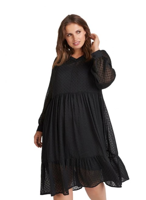 ZIZZI ELEGANCKA CZARNA SUKIENKA FALBANKA 338B ZIZZI ELEGANCKA CZARNA SUKIENKA FALBANKA 338B