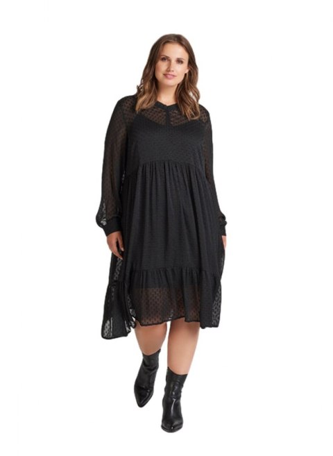 ZIZZI ELEGANCKA CZARNA SUKIENKA FALBANKA 338B ZIZZI ELEGANCKA CZARNA SUKIENKA FALBANKA 338B