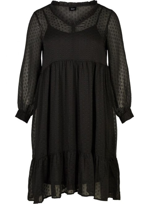 ZIZZI ELEGANCKA CZARNA SUKIENKA FALBANKA 338B ZIZZI ELEGANCKA CZARNA SUKIENKA FALBANKA 338B