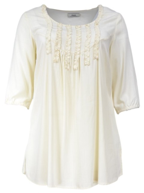 ZIZZI ELEGANCKA BLUZKA ŻABOT BEŻOWA Z159 ZIZZI ELEGANCKA BLUZKA ŻABOT BEŻOWA Z159