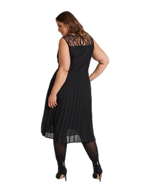 ELEGANCKA CZARNA SUKIENKA PLISY KORONKA 092A ELEGANCKA CZARNA SUKIENKA PLISY KORONKA 092A