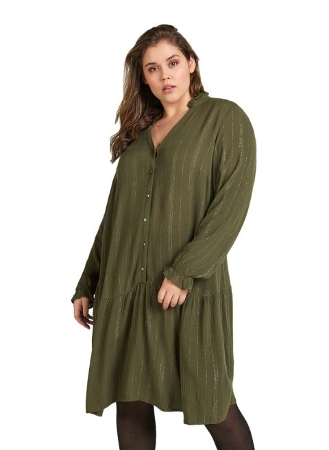 ZIZZI SUKIENKA POŁYSKUJĄCA NIĆ KHAKI 507A ZIZZI SUKIENKA POŁYSKUJĄCA NIĆ KHAKI 507A