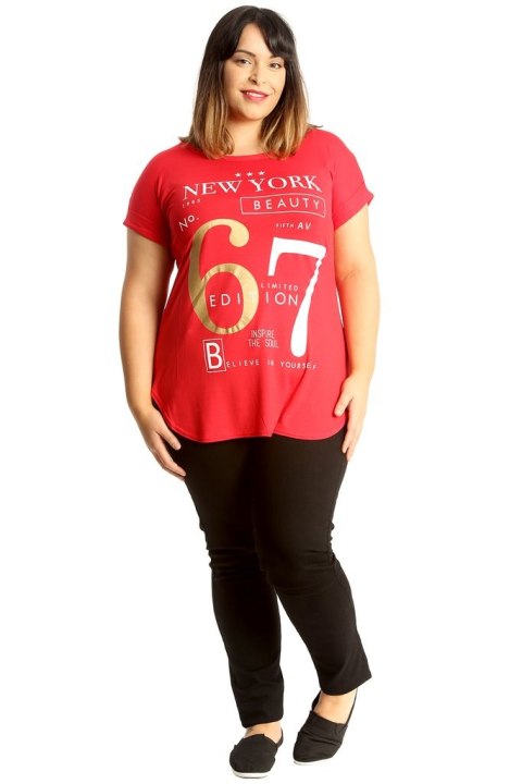 NOUVELLE CZERWONY T-SHIRT WZÓR NO116 NOUVELLE CZERWONY T-SHIRT WZÓR NO116