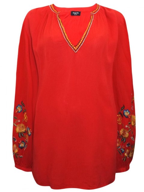 SIMPLY BY ELEGANCKA CZERWONA TUNIKA BOHO SB01 SIMPLY BY ELEGANCKA CZERWONA TUNIKA BOHO SB01