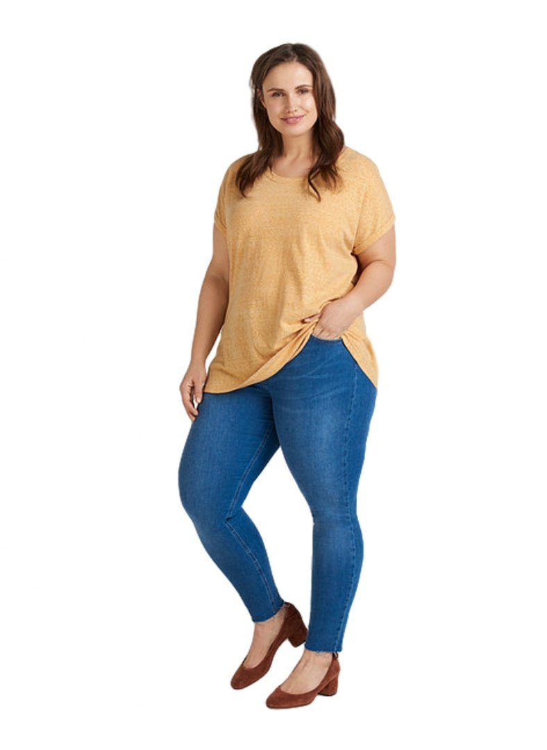 ZIZZI KLASYCZNY ZÓŁTY T-SHIRT MELANŻ 504A ZIZZI KLASYCZNY ZÓŁTY T-SHIRT MELANŻ 504A