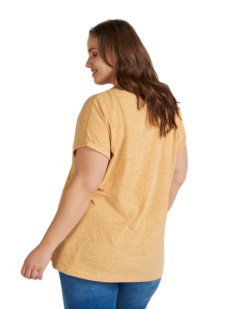 ZIZZI KLASYCZNY ZÓŁTY T-SHIRT MELANŻ 504A ZIZZI KLASYCZNY ZÓŁTY T-SHIRT MELANŻ 504A