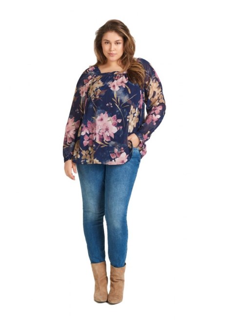 ZIZZI GRANATOWA BLUZKA W KWIATY MGIEŁKA 330C ZIZZI GRANATOWA BLUZKA W KWIATY MGIEŁKA 330C